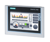 Siemens SIMATIC HMI TP700 Comfort Panel with 7" widescreen TFT display displaying control interface and graphs